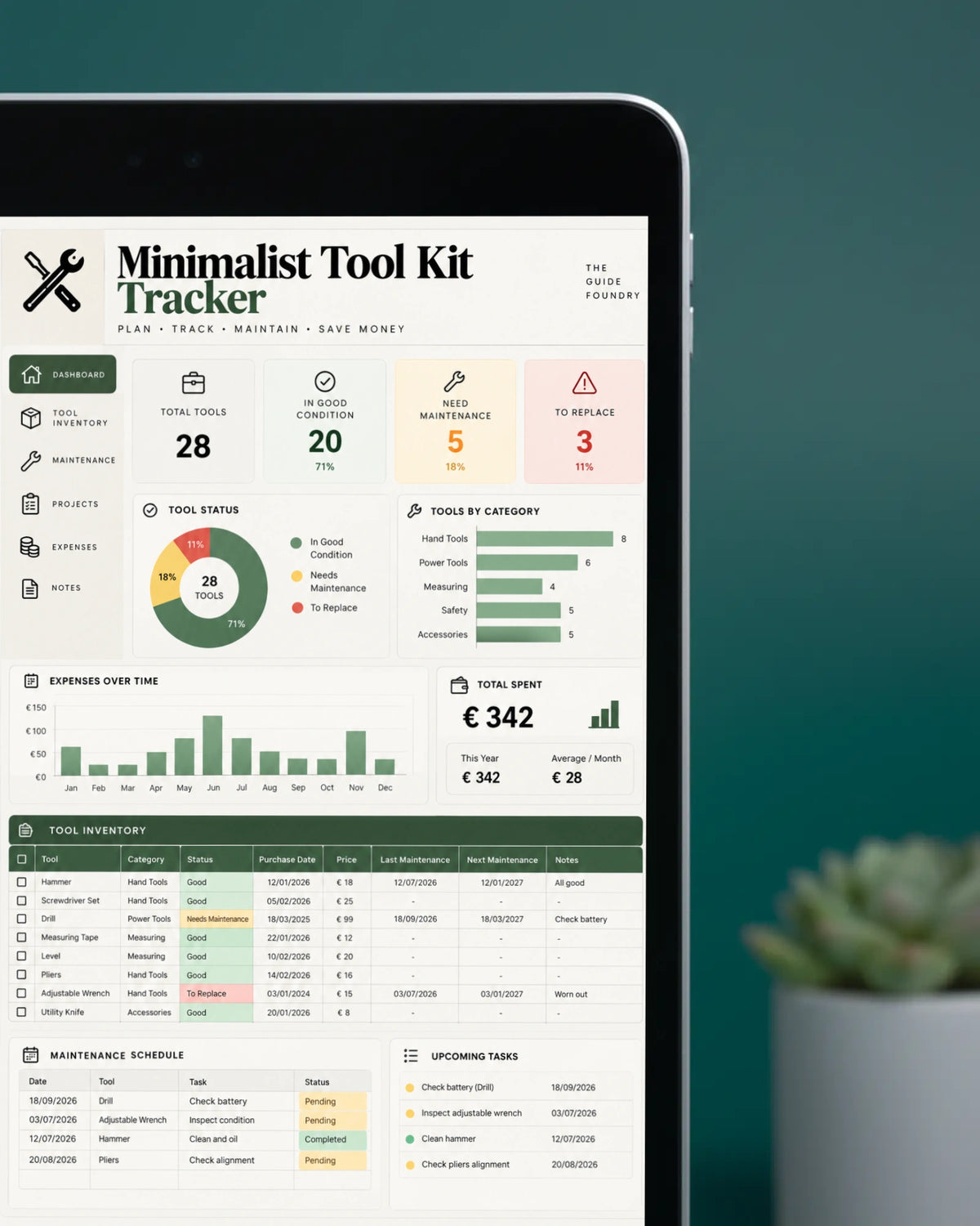 The One-Box Repair Tracker — Excel tracker preview