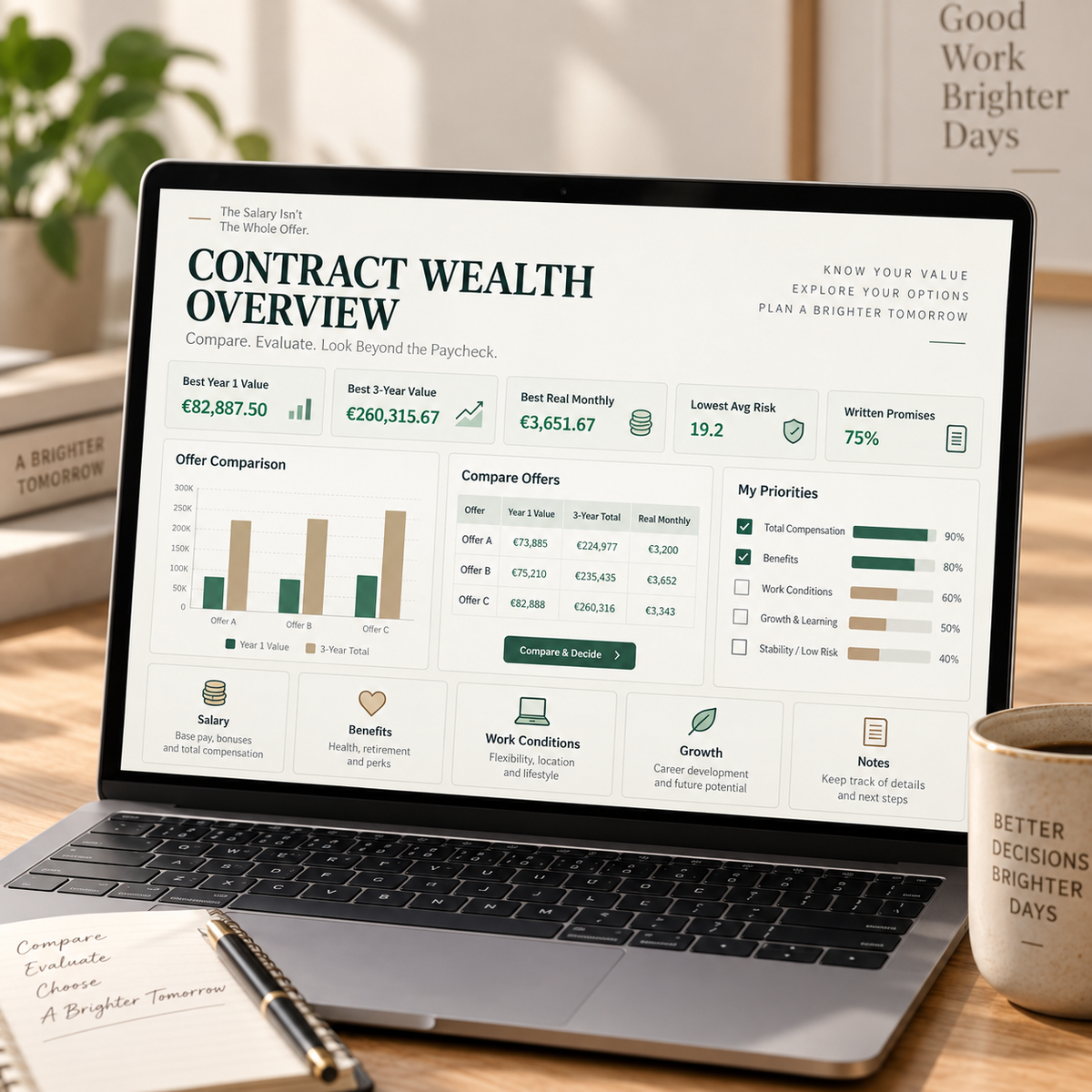 The Offer Comparison Tracker — Excel tracker preview