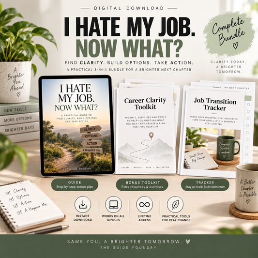 Complete digital bundle for I Hate My Job. Now What? The Career Reset Playbook