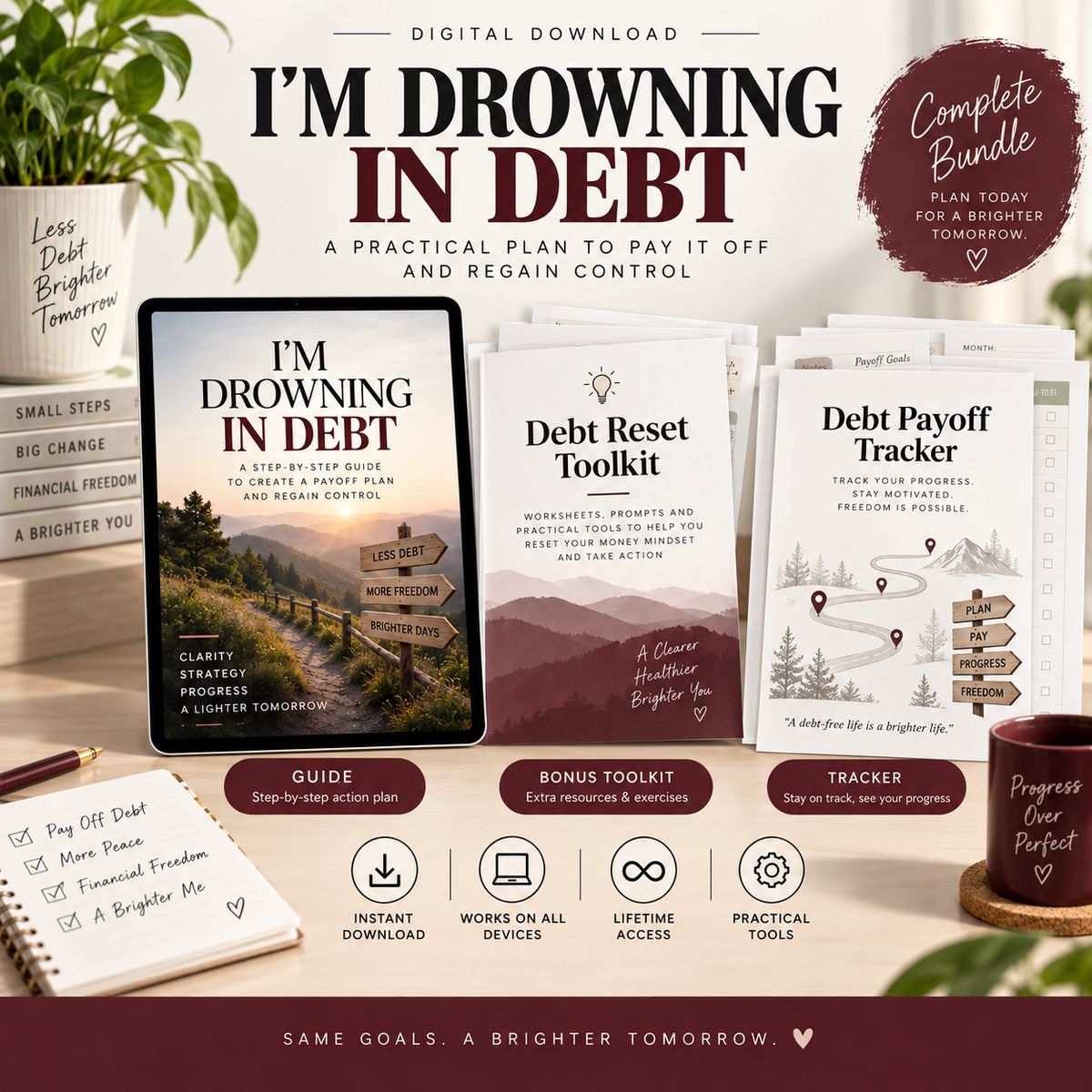 Complete digital bundle for I'm Drowning in Debt: The 30-Day Debt Reset