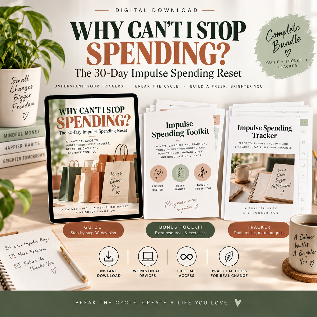 Complete digital bundle for Why Can't I Stop Spending? The 30-Day Impulse Spending Reset