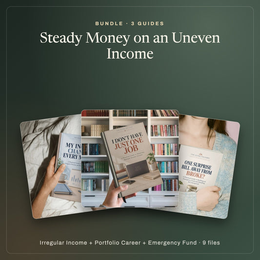 Steady Money on an Uneven Income bundle: irregular income, portfolio career and emergency fund guides