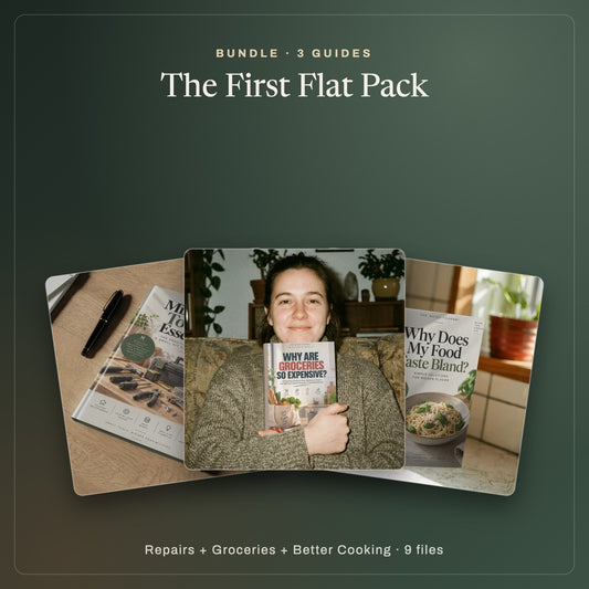 The First Flat Pack: repairs, grocery budget and bland food guides